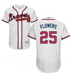 Men's Majestic Atlanta Braves #25 Tyler Flowers White Home Flex Base Authentic Collection MLB Jersey