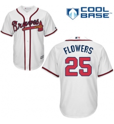 Youth Majestic Atlanta Braves #25 Tyler Flowers Authentic White Home Cool Base MLB Jersey