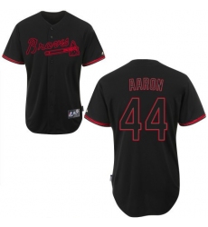 Men's Majestic Atlanta Braves #44 Hank Aaron Authentic Black Fashion MLB Jersey