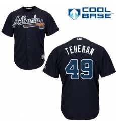 Men's Majestic Atlanta Braves #49 Julio Teheran Replica Blue Alternate Road Cool Base MLB Jersey