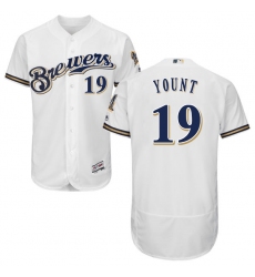 Men's Majestic Milwaukee Brewers #19 Robin Yount White Alternate Flex Base Authentic Collection MLB Jersey