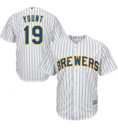 Youth Majestic Milwaukee Brewers #19 Robin Yount Authentic White Alternate Cool Base MLB Jersey