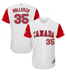 Men's Canada Baseball Majestic #35 Dustin Molleken White 2017 World Baseball Classic Authentic Team Jersey