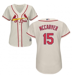 Women's Majestic St. Louis Cardinals #15 Tim McCarver Replica Cream Alternate Cool Base MLB Jersey