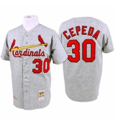 Men's Mitchell and Ness 1967 St. Louis Cardinals #30 Orlando Cepeda Replica Grey Throwback MLB Jersey