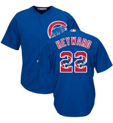 Men's Majestic Chicago Cubs #22 Jason Heyward Authentic Royal Blue Team Logo Fashion Cool Base MLB Jersey