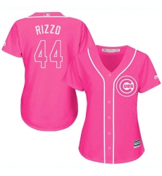 Women's Majestic Chicago Cubs #44 Anthony Rizzo Authentic Pink Fashion MLB Jersey