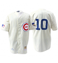 Men's Mitchell and Ness Chicago Cubs #10 Ron Santo Authentic Cream 1969 Throwback MLB Jersey