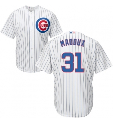Youth Majestic Chicago Cubs #31 Greg Maddux Authentic White Home Cool Base MLB Jersey
