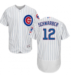 Men's Majestic Chicago Cubs #12 Kyle Schwarber White Home Flex Base Authentic Collection MLB Jersey