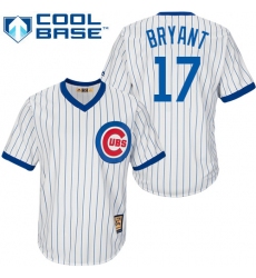 Men's Majestic Chicago Cubs #17 Kris Bryant Authentic White Home Cooperstown MLB Jersey