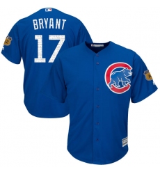Youth Majestic Chicago Cubs #17 Kris Bryant Authentic Royal Blue 2017 Spring Training Cool Base MLB Jersey