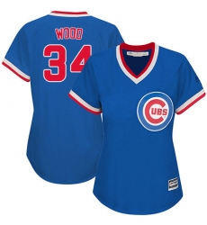 Women's Majestic Chicago Cubs #34 Kerry Wood Authentic Royal Blue Cooperstown MLB Jersey