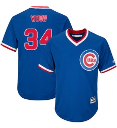 Youth Majestic Chicago Cubs #34 Kerry Wood Authentic Royal Blue Cooperstown Cool Base MLB Jersey