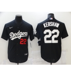 Men's Nike Los Angeles Dodgers #22 Clayton Kershaw Black Authentic Jersey