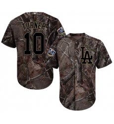 Men's Majestic Los Angeles Dodgers #10 Justin Turner Authentic Camo Realtree Collection Flex Base 2018 World Series MLB Jersey