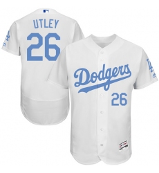 Men's Majestic Los Angeles Dodgers #26 Chase Utley Authentic White 2016 Father's Day Fashion Flex Base MLB Jersey