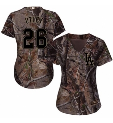 Women's Majestic Los Angeles Dodgers #26 Chase Utley Authentic Camo Realtree Collection Flex Base MLB Jersey