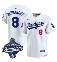 Men's Los Angeles Dodgers #8 Enrique Hernandez White 2025 Champions Stitched Baseball Jersey