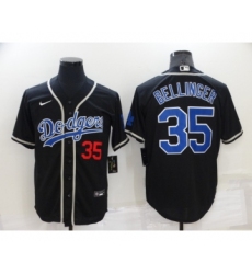 Men's Los Angeles Dodgers #35 Cody Bellinger Black Blue Name Stitched MLB Cool Base Nike Jersey