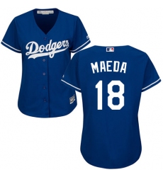 Women's Majestic Los Angeles Dodgers #18 Kenta Maeda Replica Royal Blue Alternate Cool Base MLB Jersey