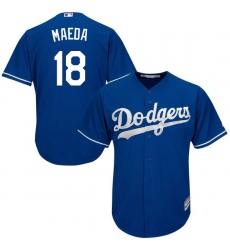 Youth Majestic Los Angeles Dodgers #18 Kenta Maeda Authentic Royal Blue Alternate Cool Base MLB Jersey