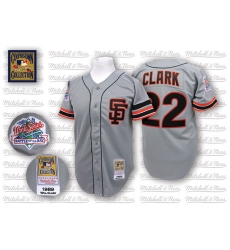 Men's Mitchell and Ness San Francisco Giants #22 Will Clark Authentic Grey Throwback MLB Jersey
