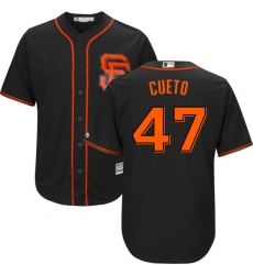 Youth Majestic San Francisco Giants #47 Johnny Cueto Replica Black Alternate Cool Base MLB Jersey