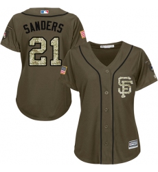 Women's Majestic San Francisco Giants #21 Deion Sanders Replica Green Salute to Service MLB Jersey