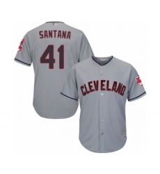 Youth Cleveland Indians #41 Carlos Santana Authentic Grey Road Cool Base Baseball Jersey