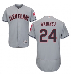 Men's Majestic Cleveland Indians #24 Manny Ramirez Grey Road Flex Base Authentic Collection MLB Jersey