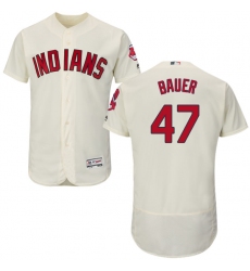Men's Majestic Cleveland Indians #47 Trevor Bauer Cream Alternate Flex Base Authentic Collection MLB Jersey