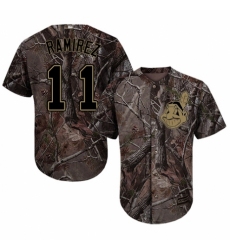 Men's Majestic Cleveland Indians #11 Jose Ramirez Authentic Camo Realtree Collection Flex Base MLB Jersey