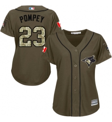 Women's Majestic Toronto Blue Jays #23 Dalton Pompey Authentic Green Salute to Service MLB Jersey