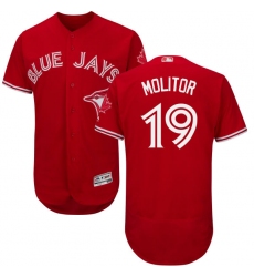 Men's Majestic Toronto Blue Jays #19 Paul Molitor Scarlet Flexbase Authentic Collection Alternate MLB Jersey