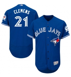 Men's Majestic Toronto Blue Jays #21 Roger Clemens Blue Alternate Flex Base Authentic Collection MLB Jersey