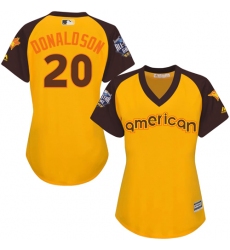 Women's Majestic Toronto Blue Jays #20 Josh Donaldson Authentic Yellow 2016 All-Star American League BP Cool Base MLB Jersey