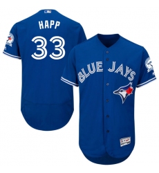 Men's Majestic Toronto Blue Jays #33 J.A. Happ Blue Alternate Flex Base Authentic Collection MLB Jersey
