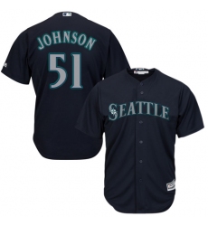 Youth Majestic Seattle Mariners #51 Randy Johnson Authentic Navy Blue Alternate 2 Cool Base MLB Jersey
