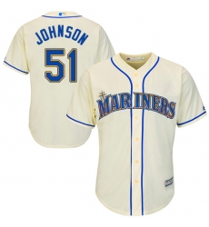 Youth Majestic Seattle Mariners #51 Randy Johnson Replica Cream Alternate Cool Base MLB Jersey
