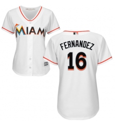 Women's Majestic Miami Marlins #16 Jose Fernandez Authentic White Home Cool Base MLB Jersey