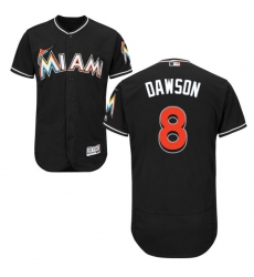 Men's Majestic Miami Marlins #8 Andre Dawson Black Alternate Flex Base Authentic Collection MLB Jersey