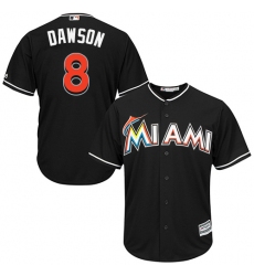 Youth Majestic Miami Marlins #8 Andre Dawson Replica Black Alternate 2 Cool Base MLB Jersey