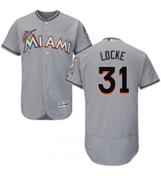 Men's Majestic Miami Marlins #31 Jeff Locke Grey Flexbase Authentic Collection MLB Jersey