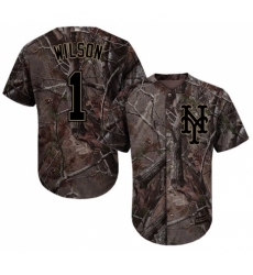 Men's Majestic New York Mets #1 Mookie Wilson Authentic Camo Realtree Collection Flex Base MLB Jersey