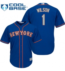 Men's Majestic New York Mets #1 Mookie Wilson Replica Royal Blue Alternate Road Cool Base MLB Jersey