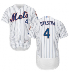 Men's Majestic New York Mets #4 Lenny Dykstra White Home Flex Base Authentic Collection MLB Jersey