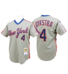 Men's Mitchell and Ness New York Mets #4 Lenny Dykstra Authentic Grey Throwback MLB Jersey
