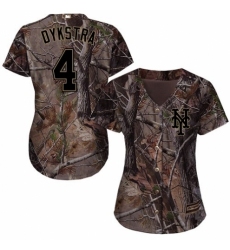 Women's Majestic New York Mets #4 Lenny Dykstra Authentic Camo Realtree Collection Flex Base MLB Jersey