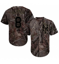 Youth Majestic New York Mets #8 Gary Carter Authentic Camo Realtree Collection Flex Base MLB Jersey